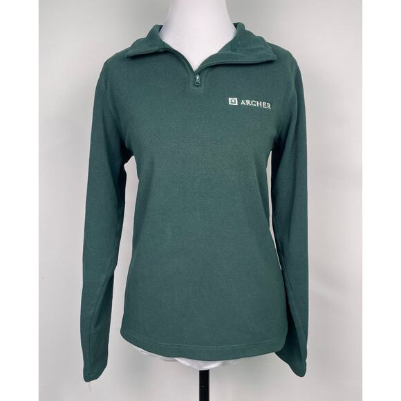 Lands’ End Unisex Youth Large Forest Green Fleece Quarter Zip Pullover 14–16 - Picture 1 of 10